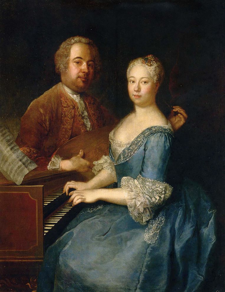 Carl Heinrich Graun en zijn eerste echtgenote, geschilderd door Antoine Pesne. Beeld 