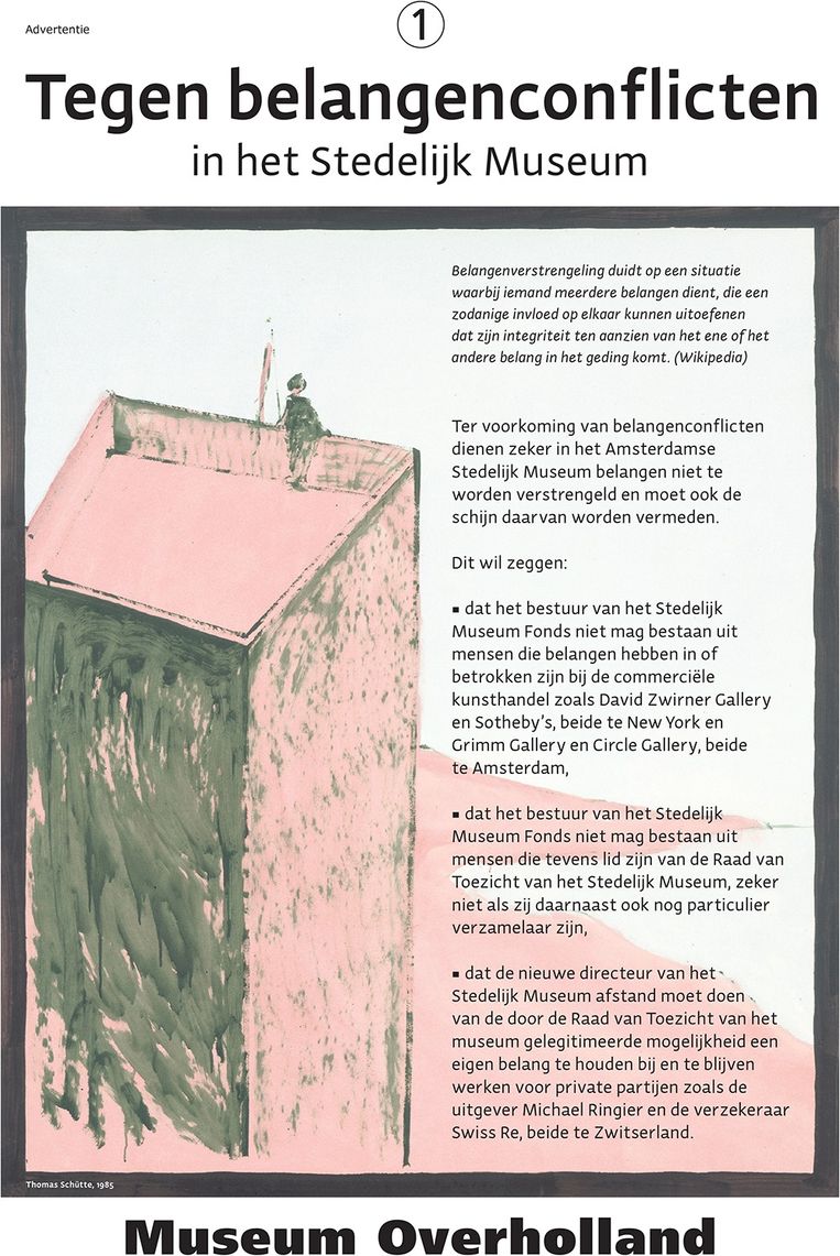 De paginagrote advertentie die vandaag in Het Parool, NRC Handelsblad en de Volkskrant staat. Beeld de Volkskrant