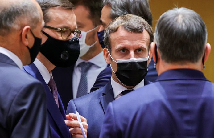 Macron op de Europese top.
