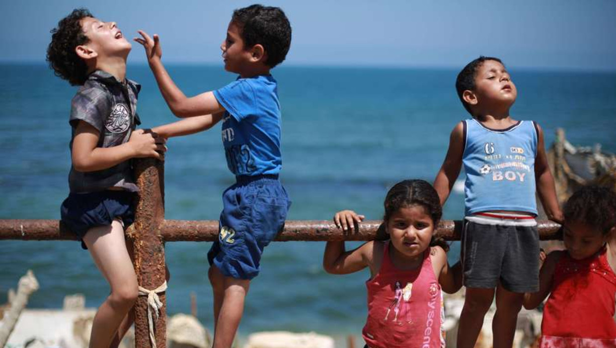 Palestijnse kinderen in een vluchtelingenkamp. Beeld afp