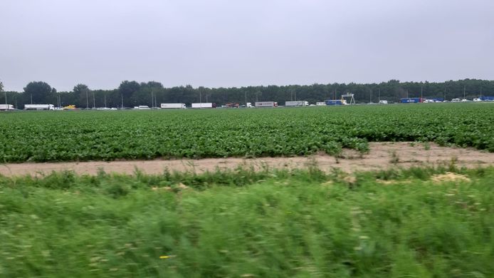 De file op de A6 na het ongeluk.