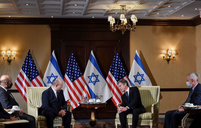 De Israëlische premier Naftali Bennett ontmoette eerder al de Amerikaanse buitenlandminister Blinken in Washington.