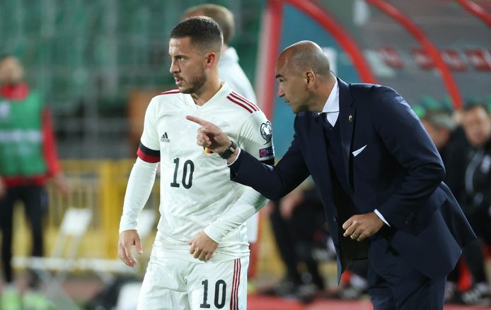 Eden Hazard en Roberto Martínez.