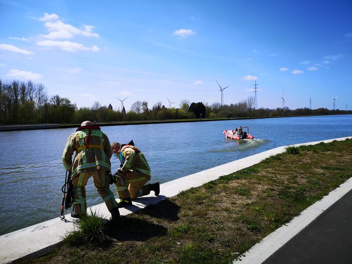De zoektocht in het kanaal in Geel