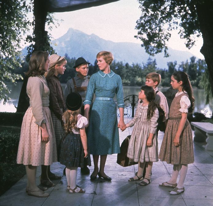 Julie Andrews en de 'Von Trapp'-kinderen in 'The Sound of Music'.