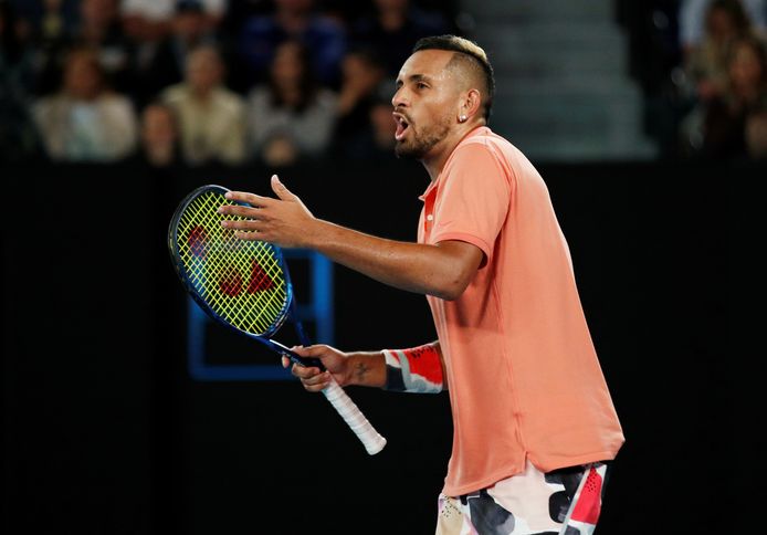 Nick Kyrgios tijdens de vierde ronde van de Australian Open, begin dit jaar.