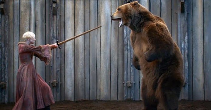 Bart The Bear II maakte z'n opwachting in 'Game of Thrones', naast Gwendoline Christie