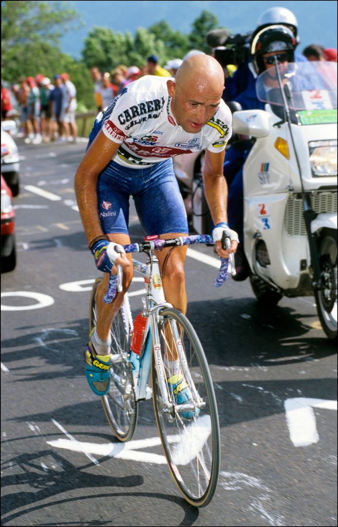 Marco Pantani op Alpe d'Huez in 1995.