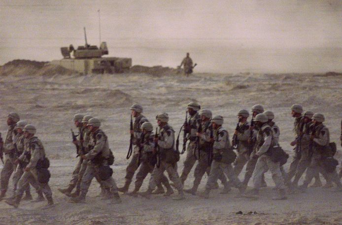 Archiefbeeld. Amerikaanse soldaten in de Golfregio in 2001