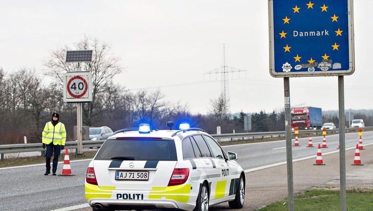 Een controle aan de Deense grens met Duitsland Beeld epa