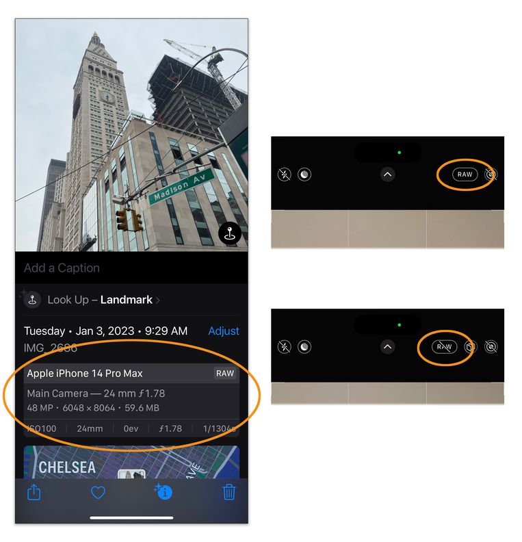 Je wilt misschien niet altijd 48 megapixel RAW-bestanden gebruiken omdat ze zo groot kunnen zijn. Zelfs als de RAW-instelling is ingeschakeld, kun je – door de RAW-knop aan of uit te zetten in de iOS Camera-app – beslissen wanneer je deze wilt gebruiken. Beeld NYT