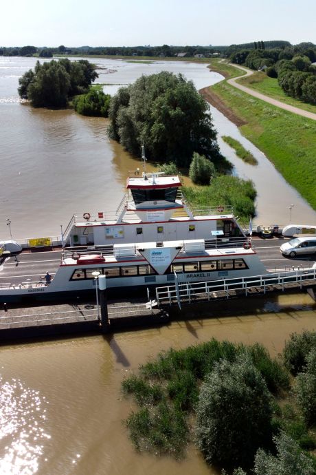 Veerpont tussen Herwijnen en Brakel uit de vaart door aanvaring met vrachtschip