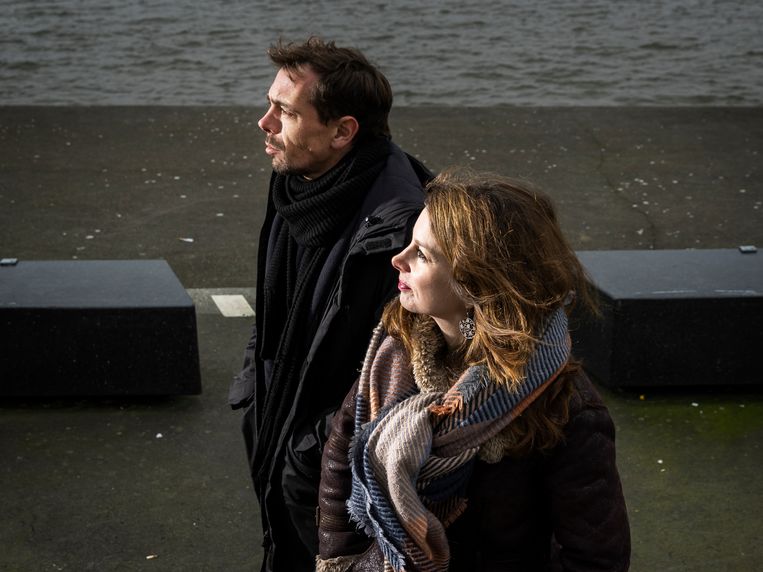 Tim ‘S Jongers (PvdA) en Noortje Thijssen (GroenLinks).  'We hebben nergens over gekissebist', zegt Thijssen. Beeld Jiri Büller / de Volkskrant
