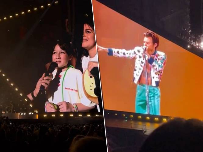 KIJK. Jonge fan mag intro zeggen tijdens concert van Harry Styles: “We doen het pas als jij er klaar voor bent, Mila”