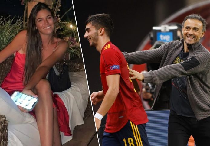 Links Sira Martinez, rechts Luis Enrique met Ferran Torres.