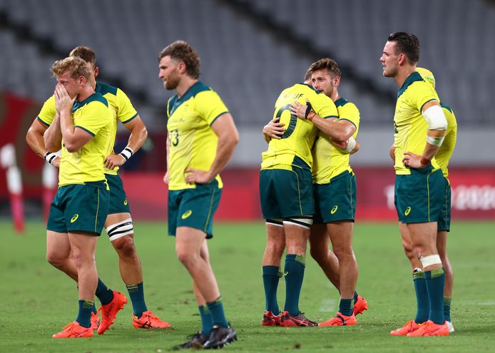 Australiërs van het Rugby Sevens blijven ontgoocheld achter na verlies tegen de Fiji.