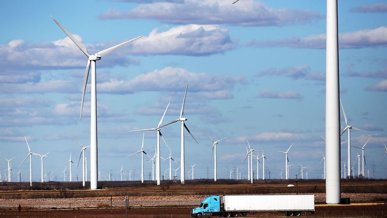 De wind is in Texas nog de grootste bron van duurzame energie. Beeld AFP