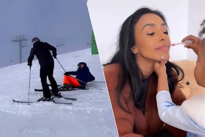 BV 24/7. Regi doet een poging tot skiën en dochtertje Chams mag de make-up van haar mama Nora Gharib doen
