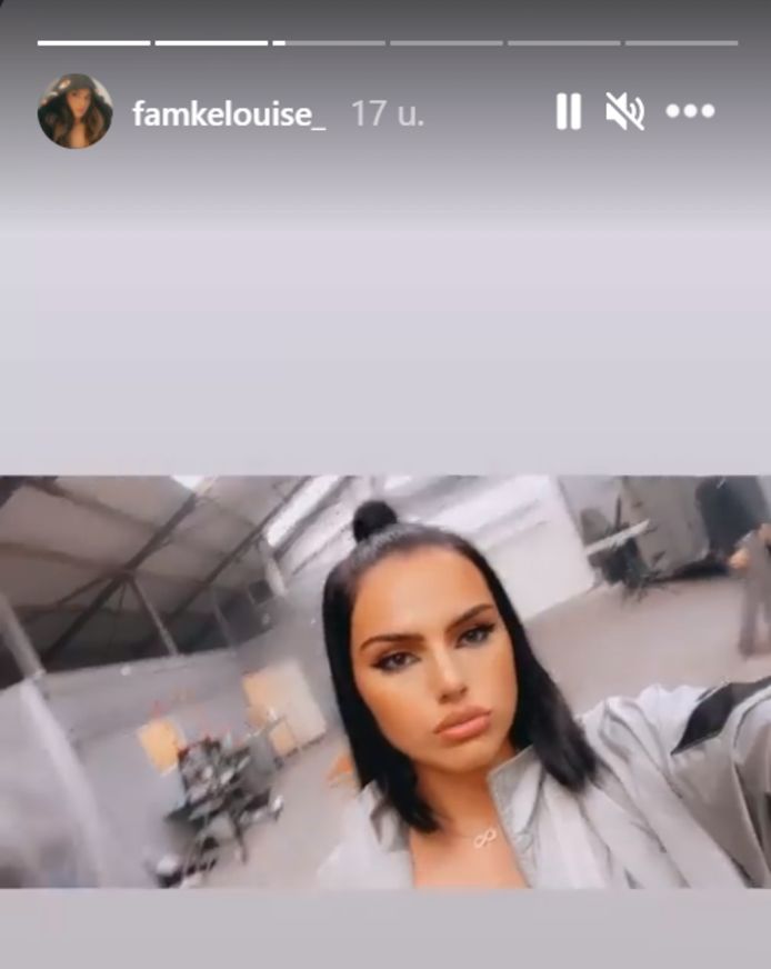 Famke Louise bij de opname van haar clip