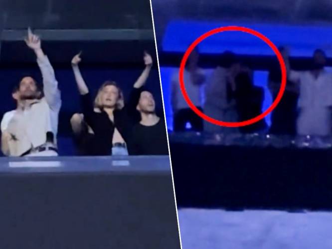 KIJK. Relatie nooit officieel bevestigd, maar Bradley Cooper deelt innige kus met Gigi Hadid op concert van Taylor Swift