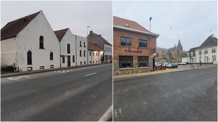 Inbrekers sloegen donderdagnacht toe bij Bourgognehof in de Westkerkestraat (links) en bij 't Verschil op de Markt (rechts) in Eernegem.