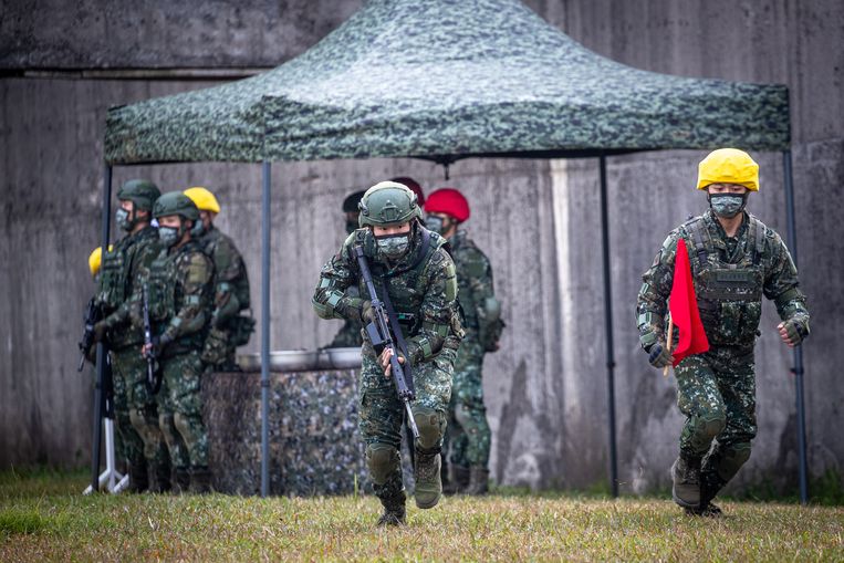 Taiwanese militairen trainen. Beeld ANP / EPA