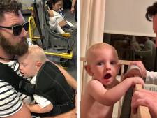 Un bébé choqué en voyant son père rasé pour la première fois
