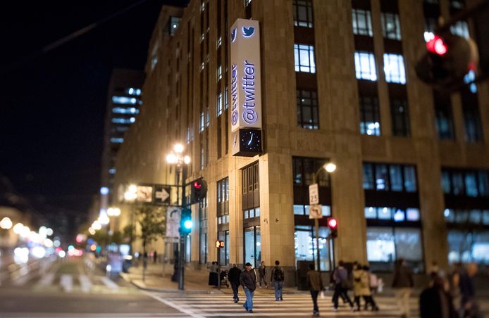 Het hoofdkwartier van Twitter in San Francisco, Californië.