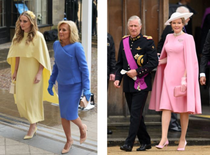 Finnegan Biden's granddaughter and First Lady Jill Biden left and King Philip and Queen Mathilde right.