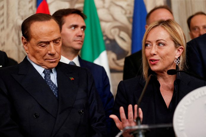 Berlusconi met de huidige Italiaanse premier Giorgia Meloni in 2022.