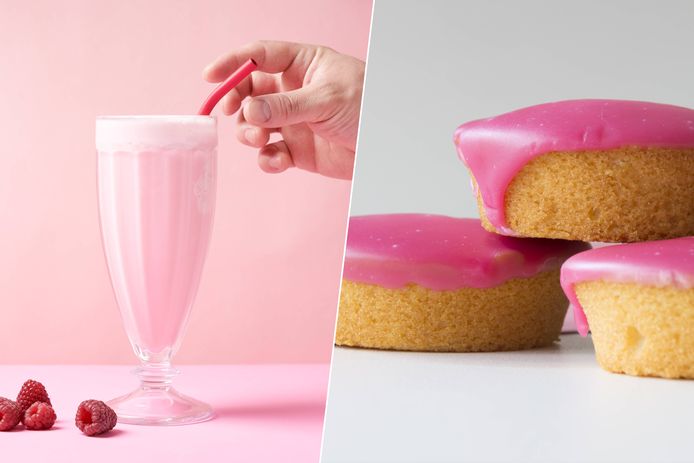 Roze milkshake / Rose koeken met roze glazuur