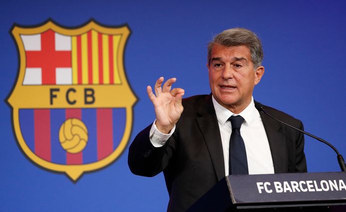 Joan Laporta tijdens zijn persconferentie.