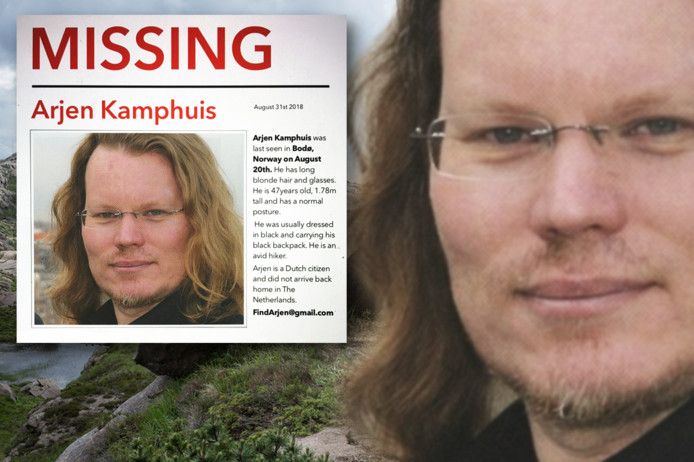 Het opsporingsbericht voor Arjen Kamphuis die vermist wordt in Noorwegen.