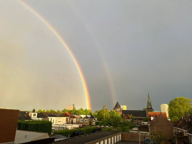 Dubbele regenboog boven Brabant te zien, mensen delen foto's van natuurverschijnsel
