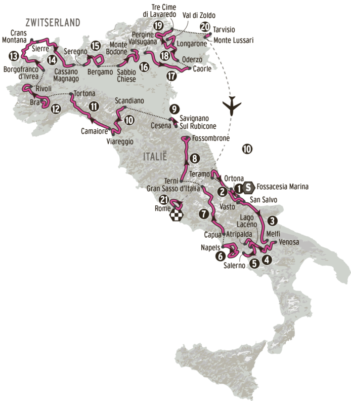 Het parcours voor de Giro van 2023.