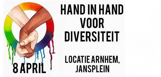 De aankondigingsposter waarmee mensen opgeroepen worden zaterdag naar Arnhem te komen.