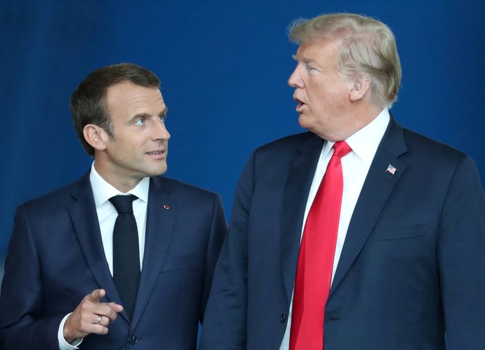 De Franse president Emmanuel Macron en Amerikaans president Trump.