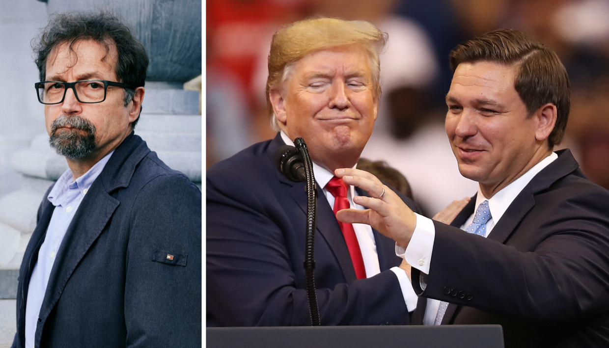 Bart Kerremans: ‘Ooit steunde hij hem, nu dreigt Donald Trump met een smeer­campagne als Ron DeSantis het tegen hem opneemt: ‘Ik weet meer over hem dan wie ook – behalve misschien zijn vrouw.’’ Beeld Joris Casaer - Getty Images