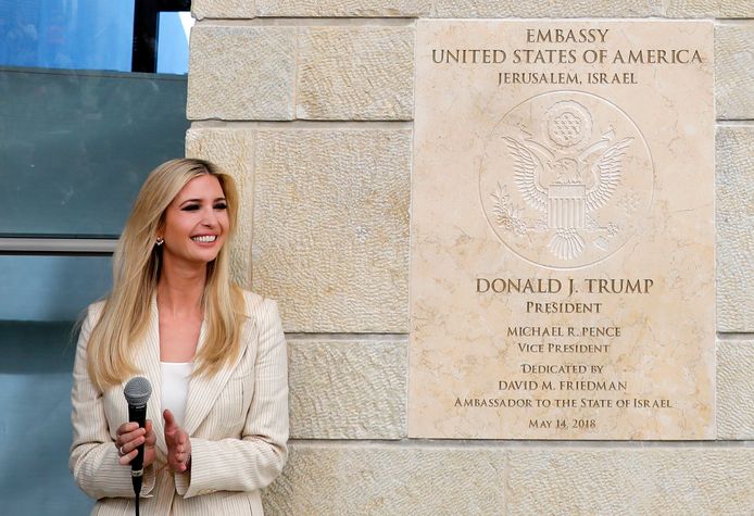 Trumps dochter Ivanka opende op 14 mei de omstreden Amerikaanse ambassade in Jeruzalem.