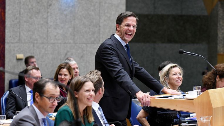 Premier Mark Rutte tijdens de algemene politieke beschouwingen, 2 november. Beeld HH