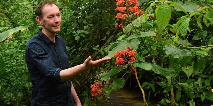 Erik Hendriks in zijn vlindertuin