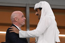 Gianni Infantino in gesprek met emir Tamim bin Hamad al-Thani.