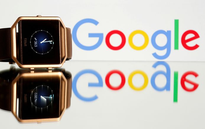 Fitbit Blaze-horloge voor het logo van Google, illustratiebeeld.