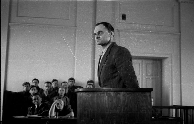 Witold Pilecki in 1948, tijdens het showproces waarbij hij ter dood werd veroordeeld. Beeld AFP