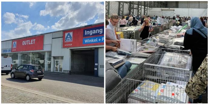 De tijdelijke outletstore van ALDI, langs de Brug van den Azijn in Deurne, is een doorslaand succes.