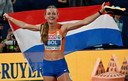 Femke Bol na haar gouden tijd op de 400 meter tijdens het EK in München.