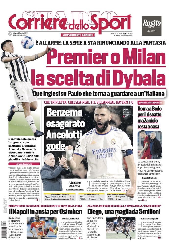 De cover van Corriere dello Sport.