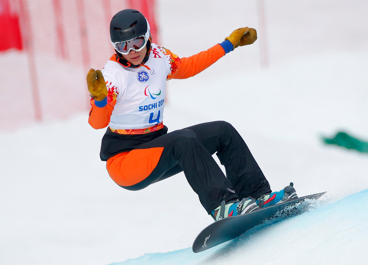 Bibian Mentel in actio op de Olympische spelen in 2014. Beeld AP