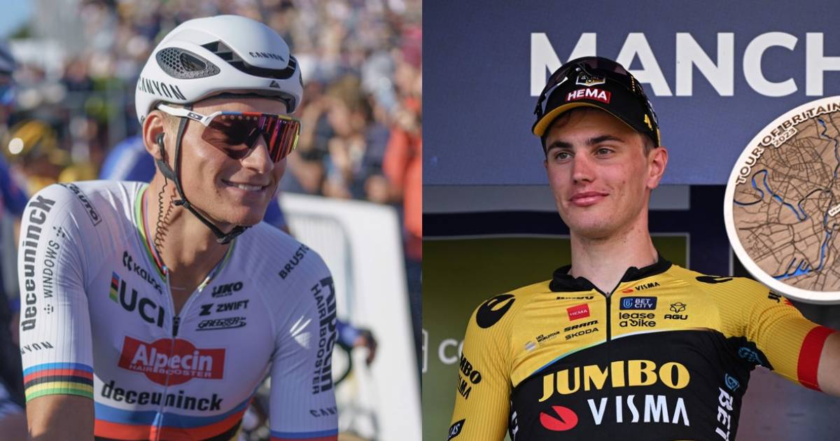 ETTEN-LEUR - World champion Mathieu van der Poel during the Pro Cycling  Tour Etten-Leur. Van der Poel shows for the first time his rainbow jersey  that he won during the World Cycling