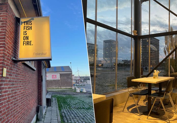 Fiskeskur aan het Kattendijkdok.